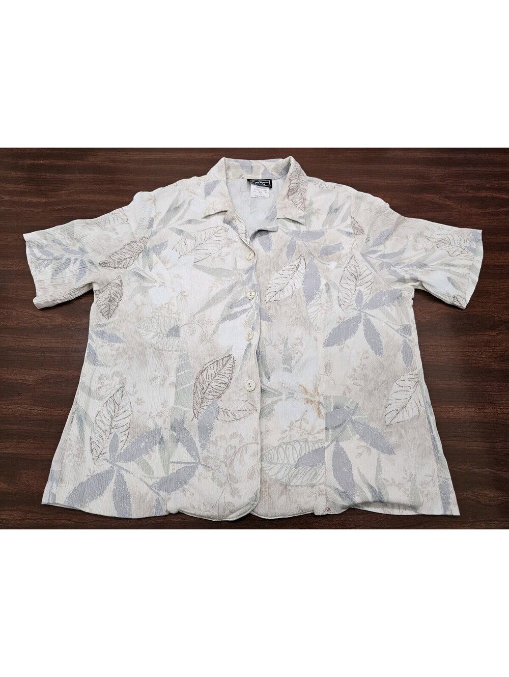 Womens Southern Lady Short Sleeve Blouse Shirt 10 Tan Collared Casual Top